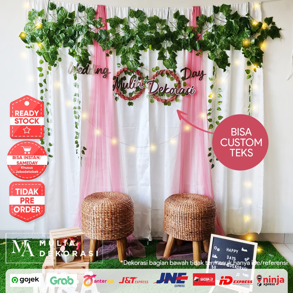 Dekorasi Lamaran Tunangan Backdrop Nikahan DIY Akad Nikah Paket MM Lengkap Dengan One Set Couple