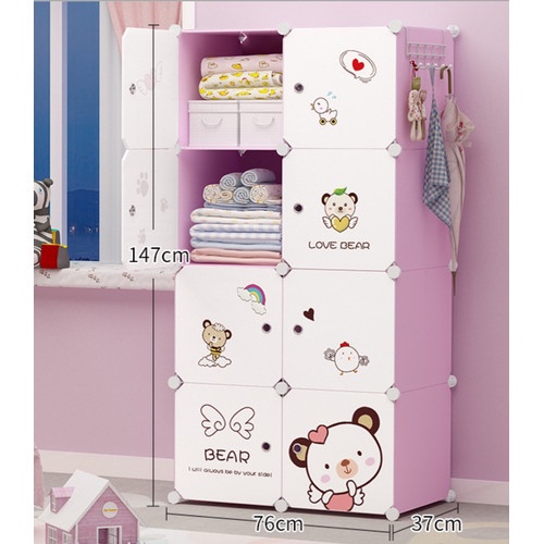 Tahan Lama Shenar Lemari Baju Plastik Karakter 8 Susun/ Rak Baju Portable/ Aesthetic