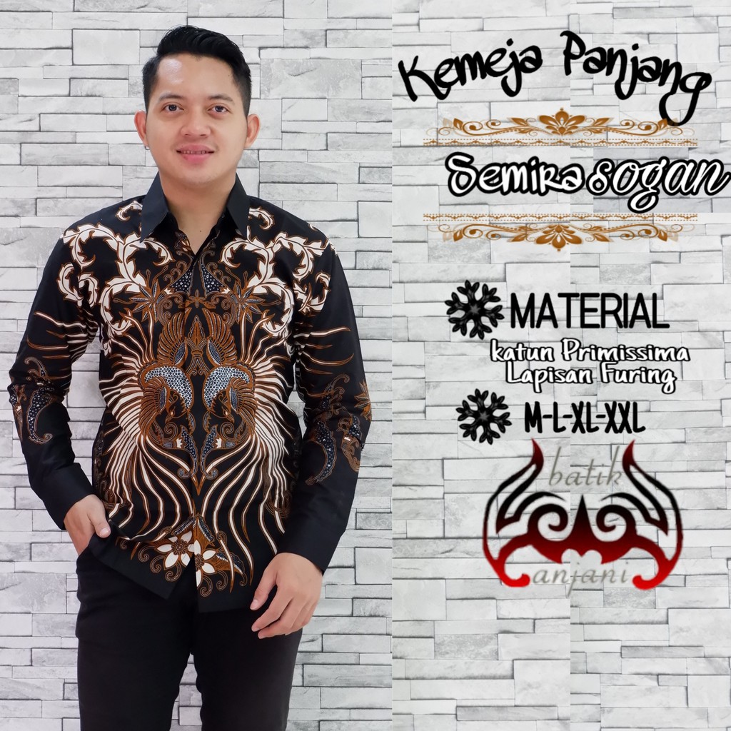 SEMIRA SOGAN Kemeja Batik Pria Lengan Panjang Katun Halus FULL FURING Batik Anjani