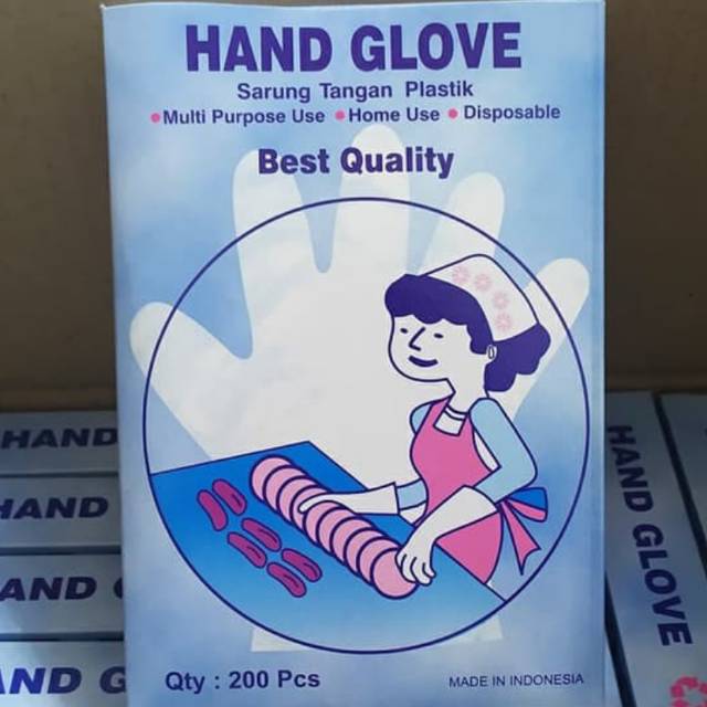 Sarung tangan plastik Glove 1box isi200 100psg