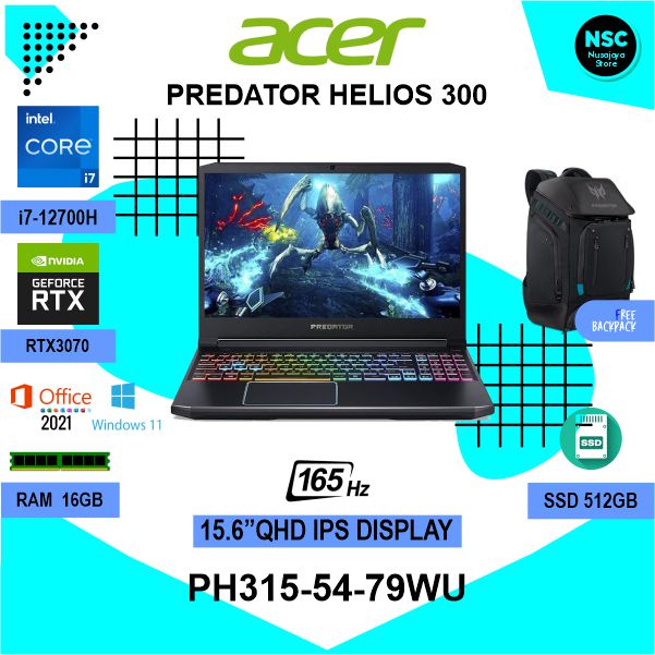 ACER PREDATOR HELIOS 300 PH315-54 I7-11800H 16GB 512GB RTX3070 165Hz WIN11