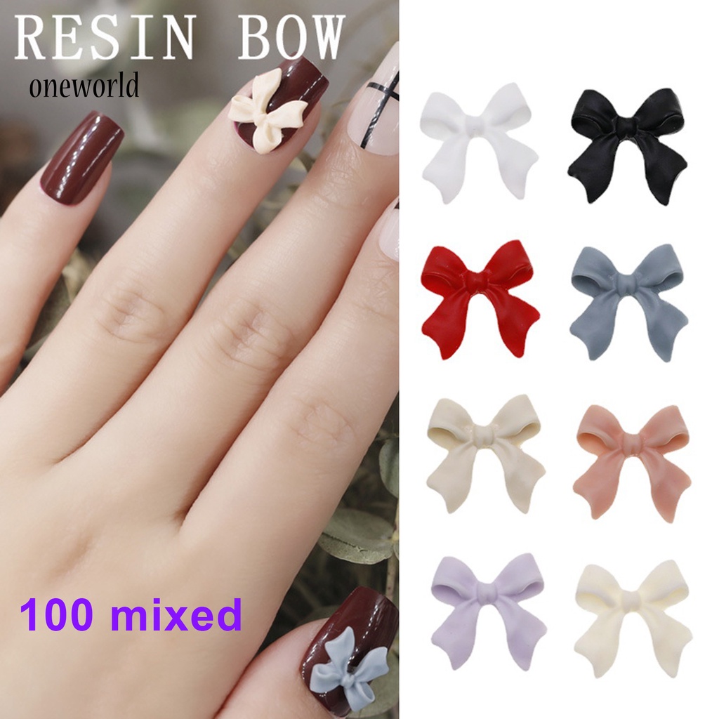 (ord) 100pcs / 1 Pouch Stiker Kuku Motif Pita 3D Multifungsi Untuk Nail Art / Manicure / Salon