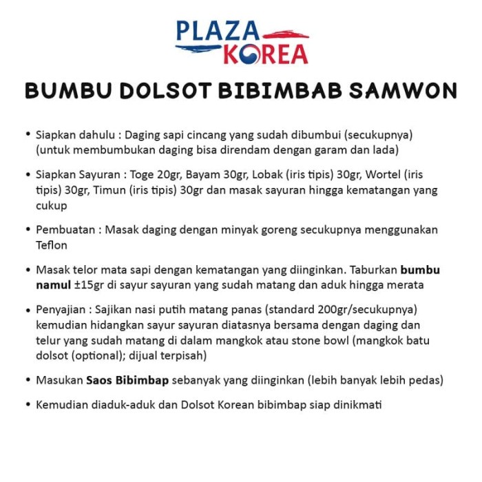 

f0fbfe00 Samwon - Bumbu Dolsot Bibimbab- Khas Korea (Untuk 4Porsi) Ds1Gk