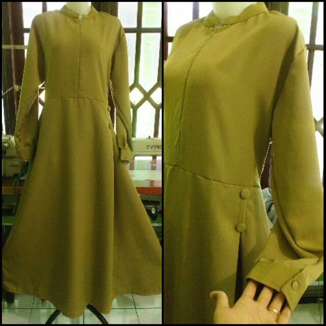 Seragam Terusan Gamis Pemda Pdh Pns Kantor Guru Warna Khaki Material