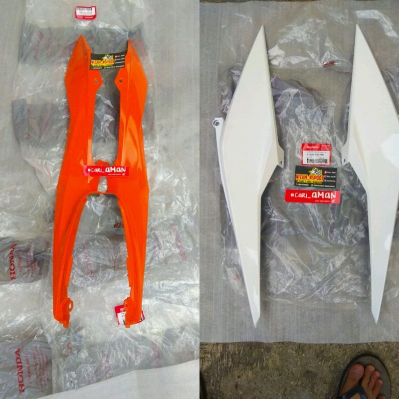 COVER BODY SAYAP DEPAN BELAKANG HONDA SONIC 150R OREN REPSOL 100% ORIGINAL AHM