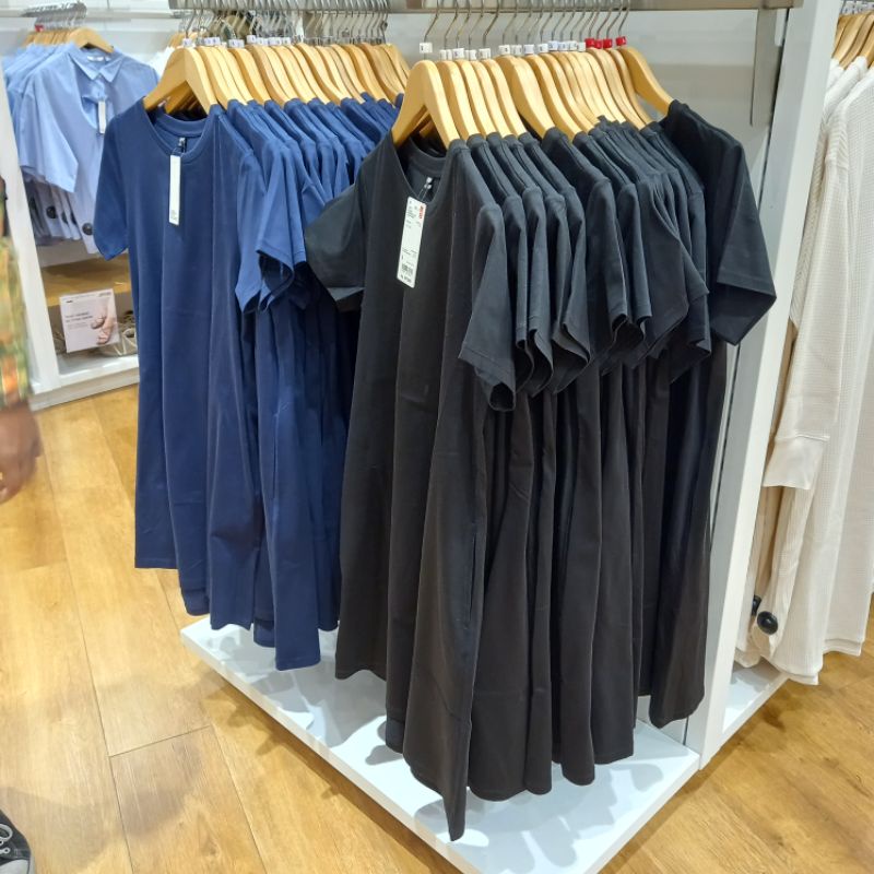 UNIQLO ORIGINAL SALE 80% FREE JASTIP MIDI DRESS POLOS HITAM BLACK BEIGE Katun Linen Lengan Panjang