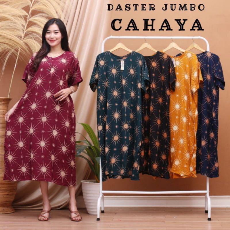 DASTER JUMBO LD 120 CM KANCING DEPAN BUSUI BUMIL BAHAN  SANTUNG RAYON HALUS ADEM BAJU TIDUR IBU LENGAN PENDEK BANYAK MOTIF-DSJ CAHAYA