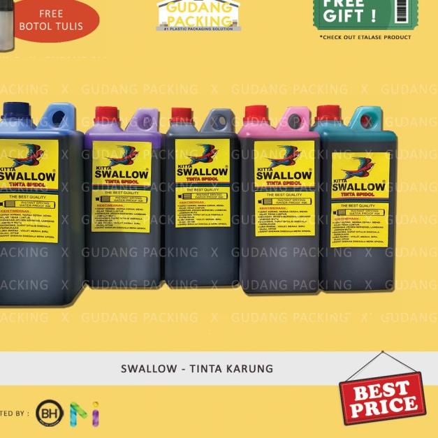

✴ SWALLOW - Tinta Karung Hitam/ Merah/ Hijau/ Biru/ Violet (FREE Botol) - Biru ⅍