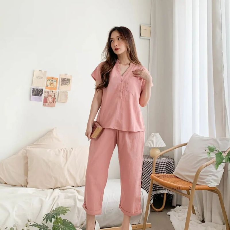 1146 FLJS setelan wanita celana 7/8