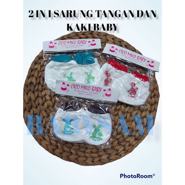 2 in 1 Sarung Tangan dan Kaki Bayi New Born / Kas Kaki Bayi