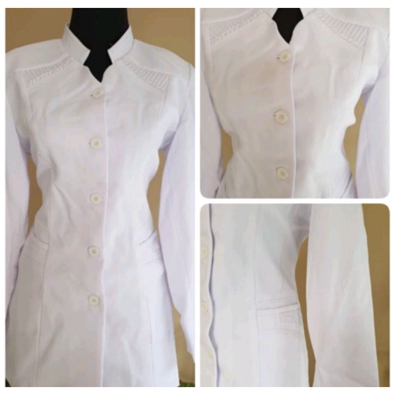 Seragam Azkia / Baju perawat / Baju bidan / blazer perawat / baju putih / seragam perawat / seragam putih