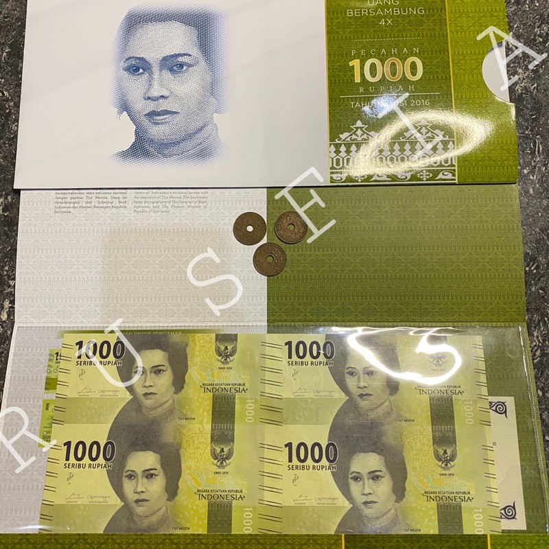 [BONUS] uang uncut / berambung 1000 4x cut mutia bonus 1 uang koin 10 sen netherlandsch indie 1939