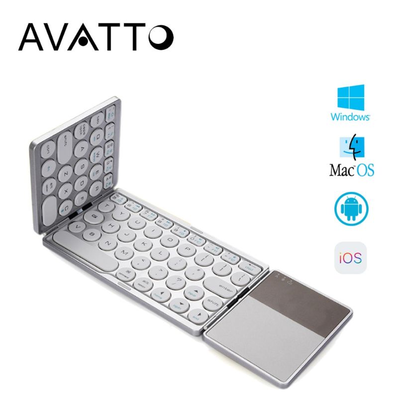 Keyboard Lipat Wireless Bluetooth Three Folding with Touchpad  - Gray