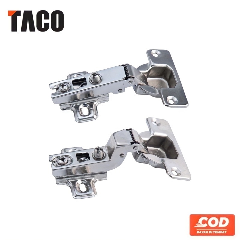 (2 Pcs) Engsel Sendok Pintu Lemari Hinges | Engsel Taco Lurus dan Bengkok Diameter 35 mm | Tipe ET - 06A ET - 06C