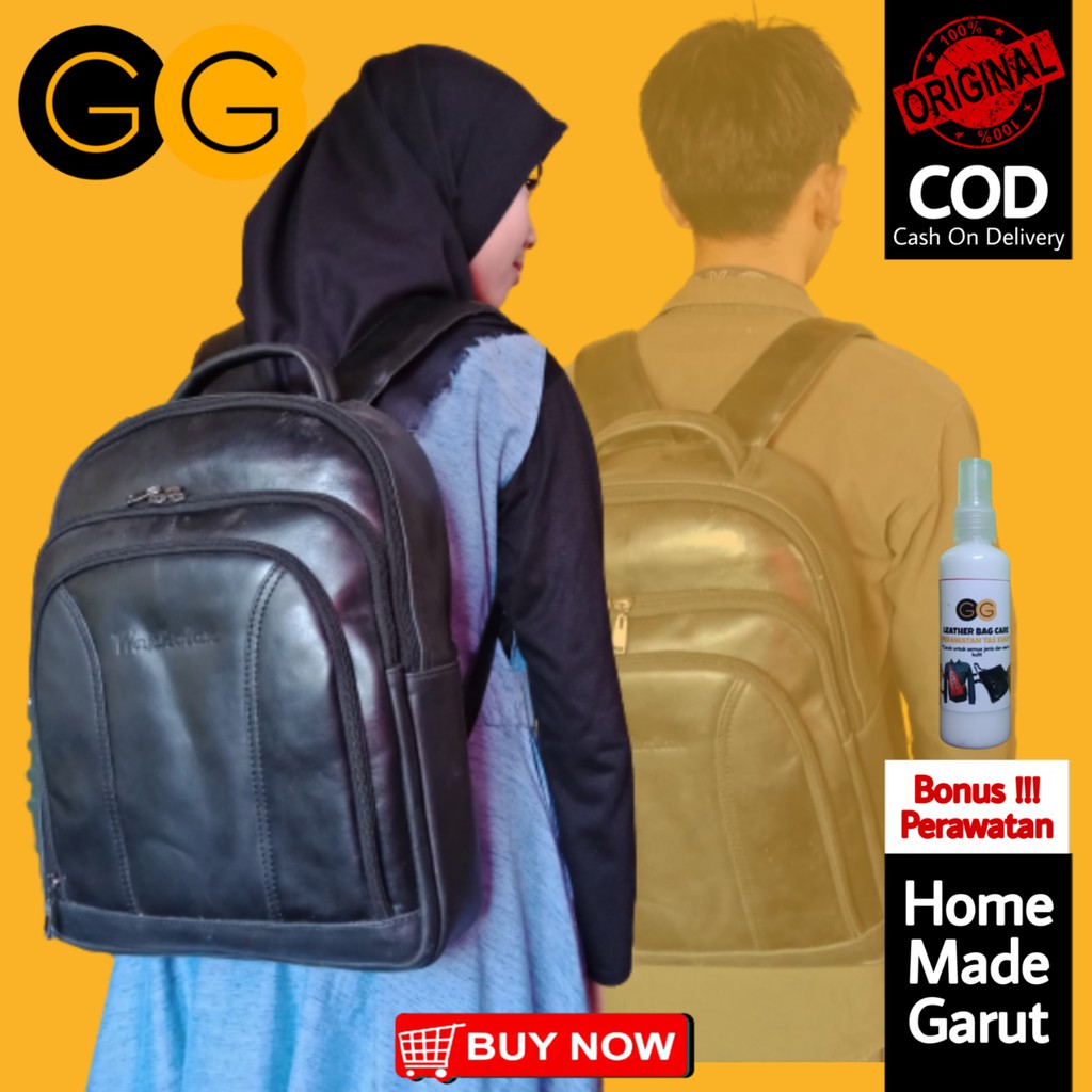 ASLI OLAHAN KULIT GARUT  TAS PUNGGUNG KULIT PRIA WANITA COWOK TAS RANSEL KULIT PRIA COWOK  CEWEK