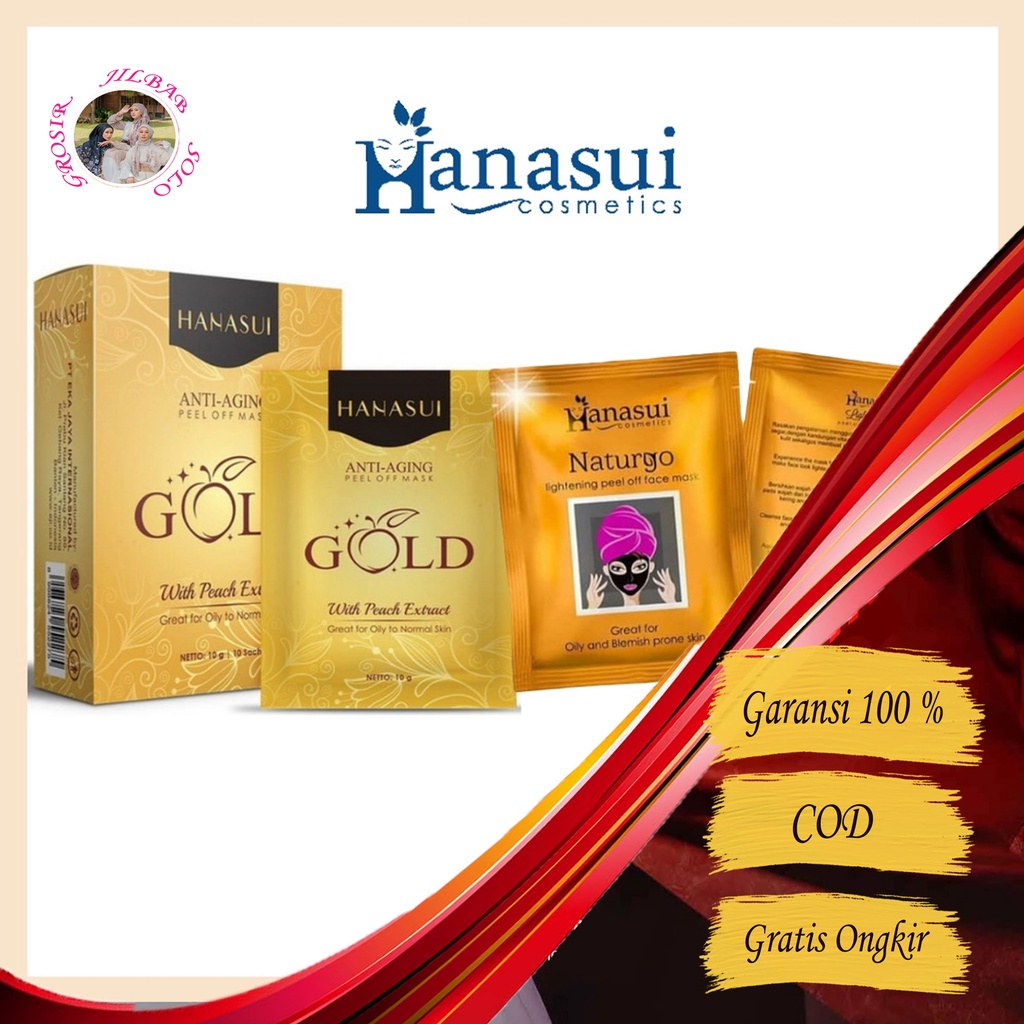 Hanasui Naturgo Garansi Original Lightening Peel Off Face Mask Masker hitam Anti Aging Gold masker perawatan kecantikan perawatan wajah muka untuk penghilang bekas jerawat komedo bruntusan organic original bpom - AC 108