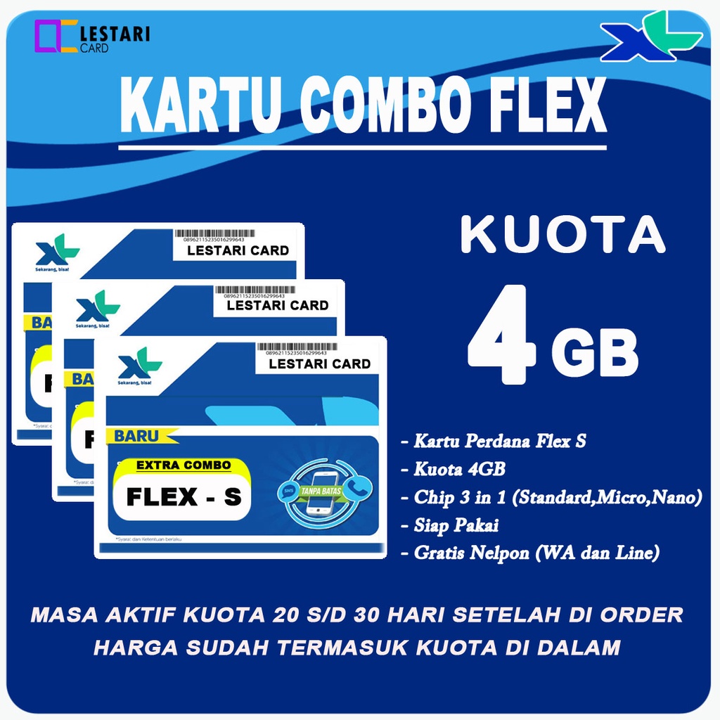 KARTU PERDANA DATA INTERNET XL XTRA COMBO FLEX