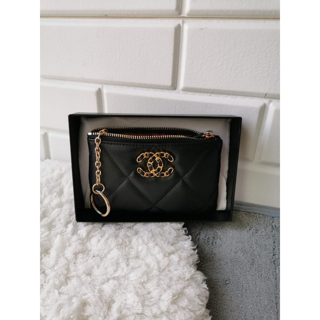 DOMPET CHANEL 19 LAMBSKIN MINI POUCH BLACK