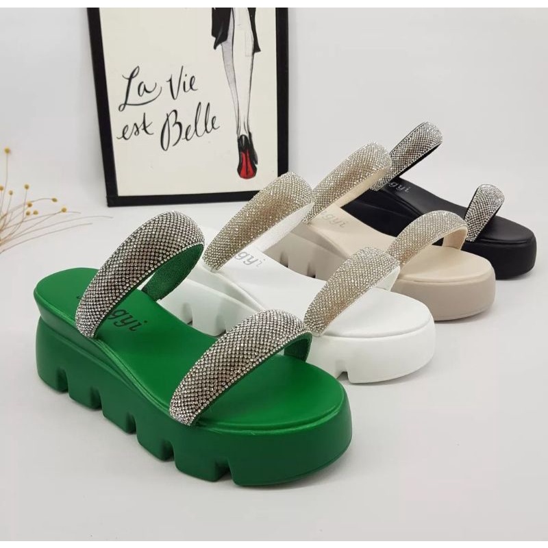 SANDAL WANITA WEDGES IMPORT tinggi 6cm