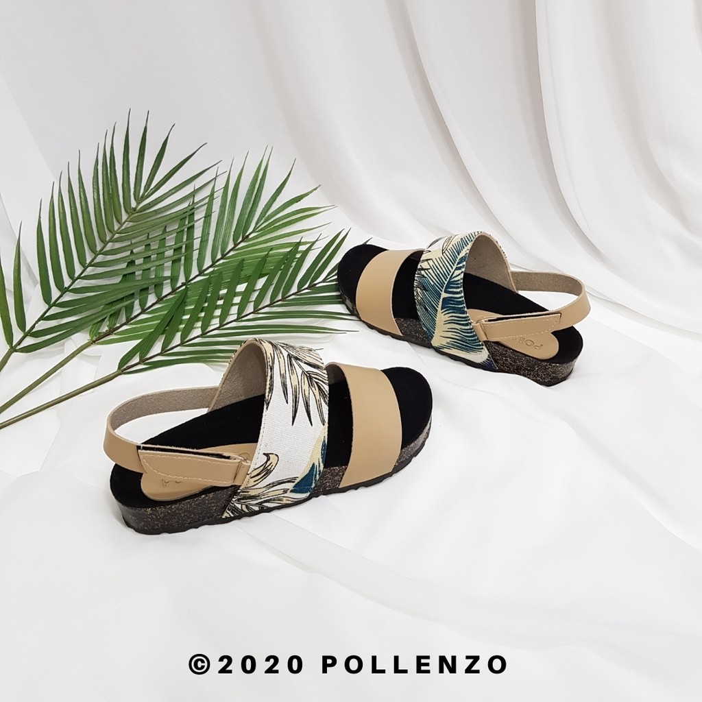 Pollenzo - Naila Birken Flip Flop Sandal Wanita Kombinasi Tali Kape-88-3
