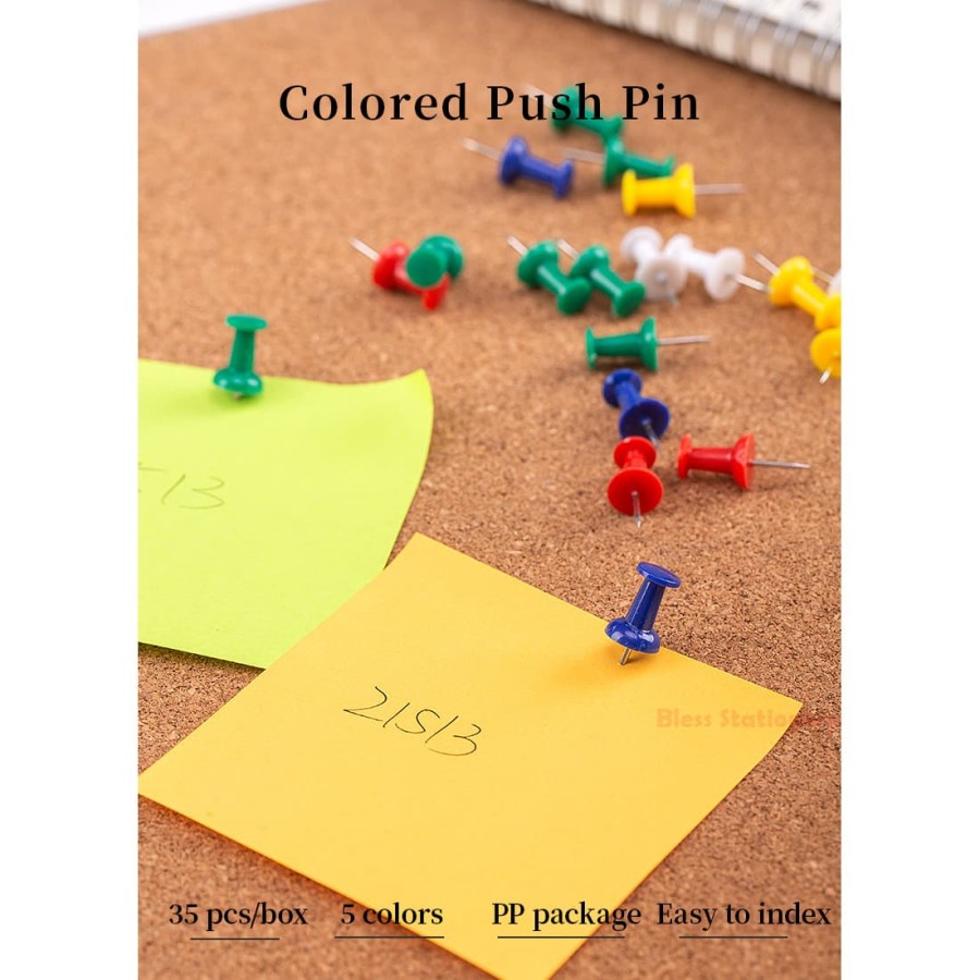 Pin-Warna Push Pins/ Kebutuhan Kantor / 23mm - Deli E0021