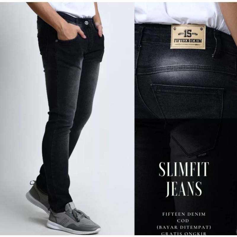 Celana Jeans Skiny Streetch Original Fifteen denim - Celana Jeans Pria