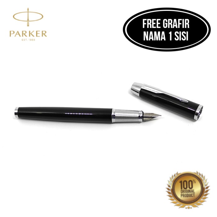 

Pulpen - Pulpen Parker Im Black Chrome Trim Fountain Pen Clip Silver Original
