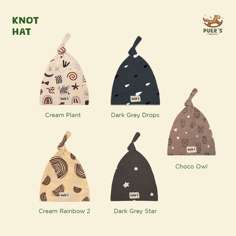 KNOT HAT NEWBORN (TOPI BAYI) PUER’S MOTIF (CODE AWALAN HURUF C-D)