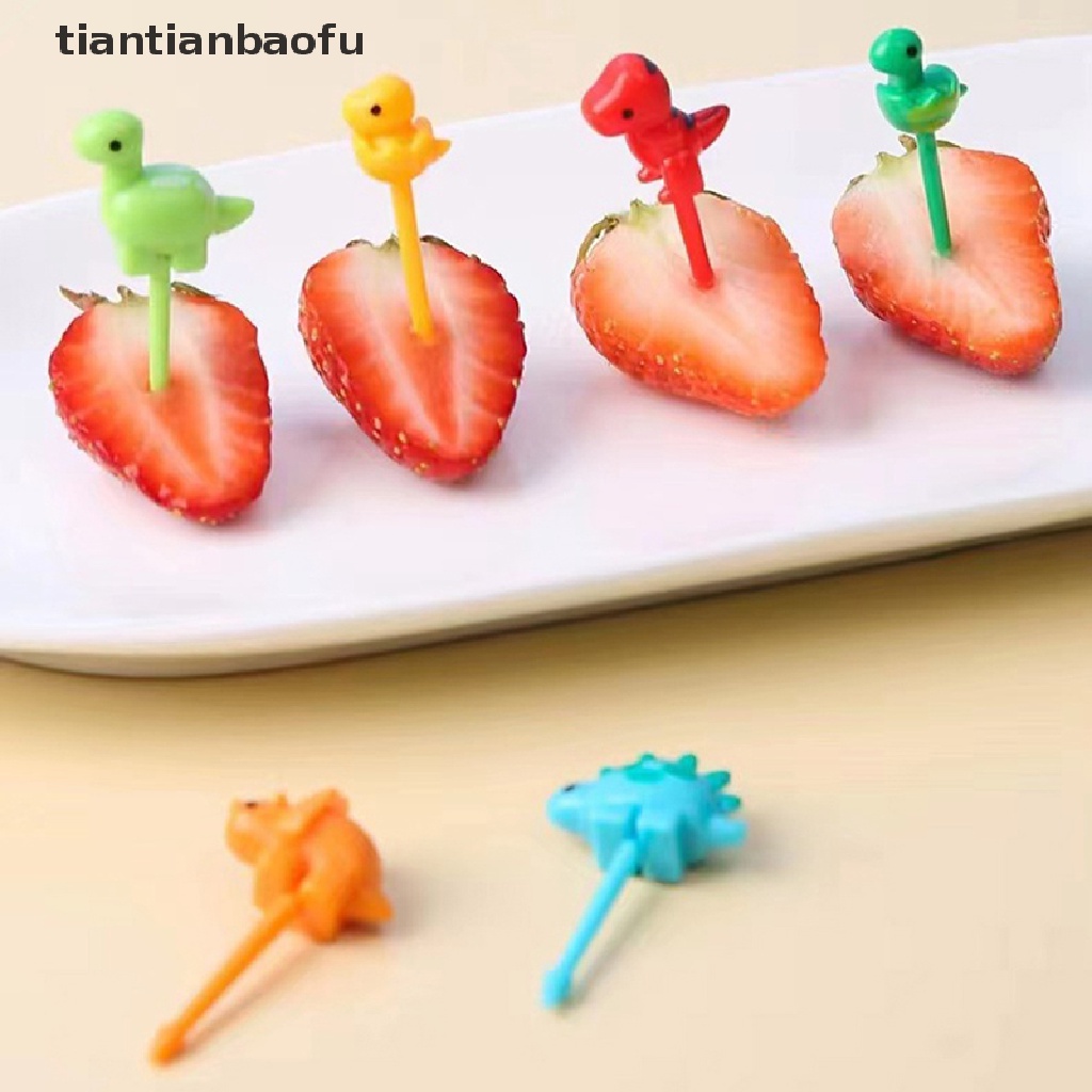 6pcs Garpu Buah / Kue / Dessert Mini Desain Kartun Hewan Dinosaurus Untuk Anak