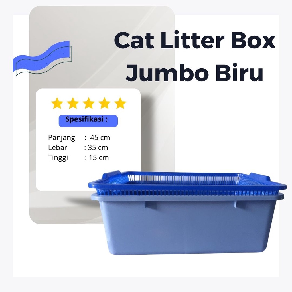 Jual Litter Box with Filter Jumbo Biru Cat Litter Box Kotak Kotoran