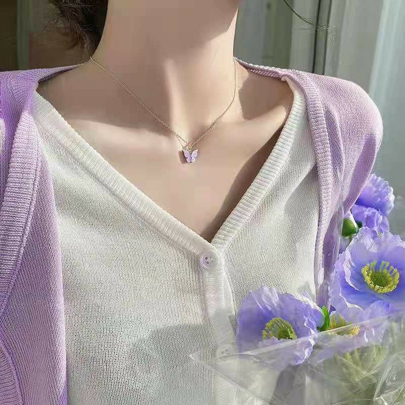 WB232 Kalung Kupu Kupu Warna Beautifull Butterfly Necklace