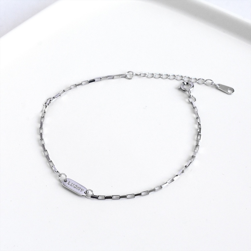 Roselife 1PC Gelang Rantai Keberuntungan Warna Silver Untuk Priawanita