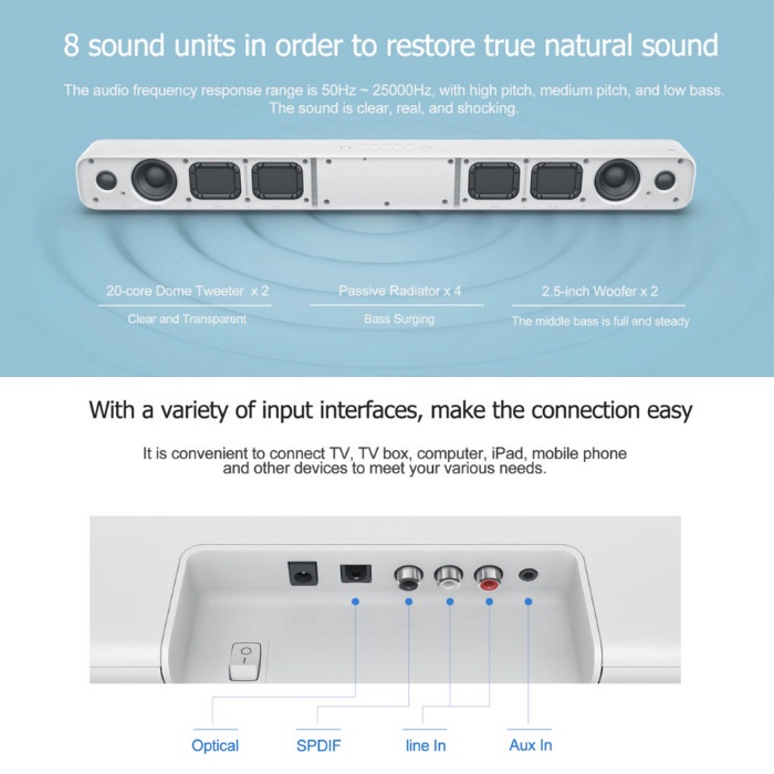 Xiaomi Mi Soundbar Bluetooth Home Theater 33 Inch MDZ-27-DA