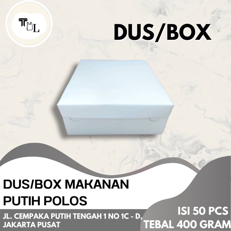 Dus Makanan Putih Polos / Box Makanan Putih Polos - Tebal 400Gram - 50Pcs