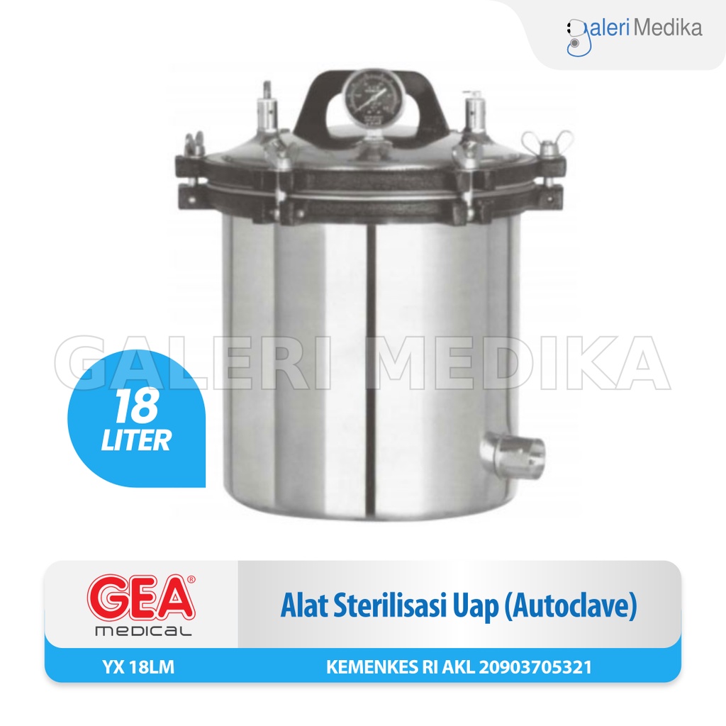 Autoclave GEA YX-18 LM 18 Liter - Portable Stainless Steel Steam Sterilizer