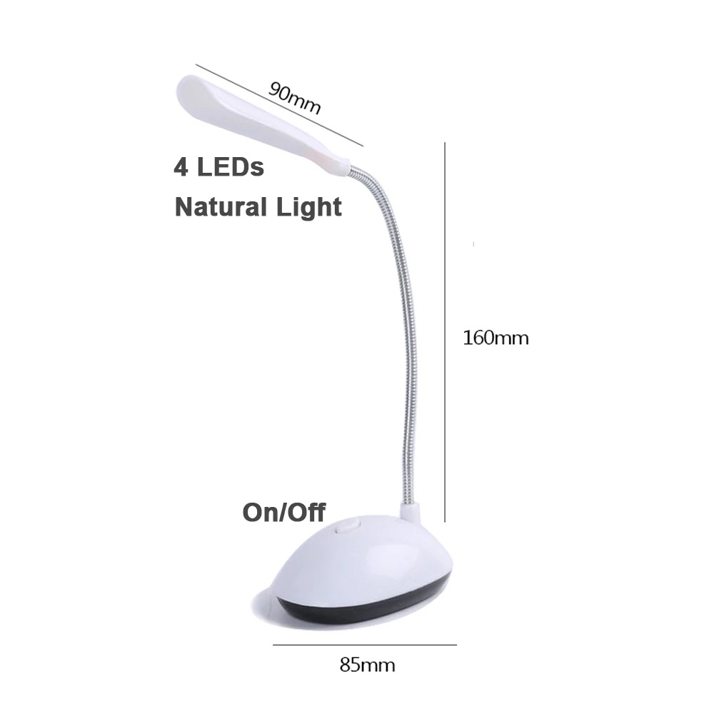 Folding Creative Desk Night Light Adjustable Flexible Gooseneck LED Eye Protection Desk Lamp /  AAA Battery Powered Energy Saving Eye-caring Table Lamps / Dimmable button type Control Office &amp; Household Reading Light