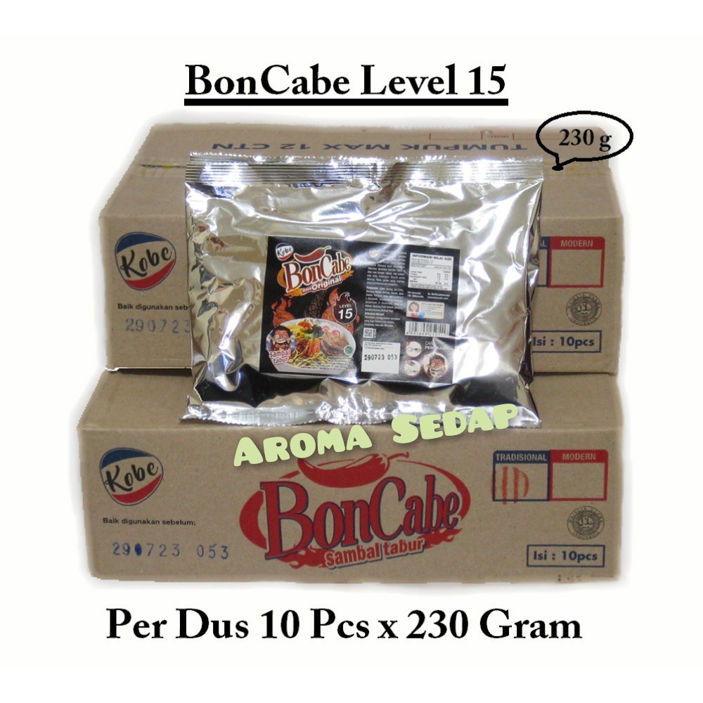 

Boncabe 230gram Level 15 per DUS 10 PCS | Bon Cabe | Cabe Bubuk | Cabai Bubuk