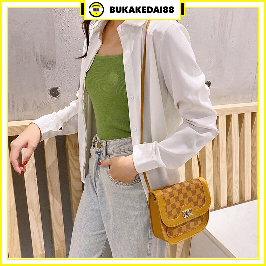 Bukakedai88 Tas Selempang Import KOREA motif Damier kotak kotak
