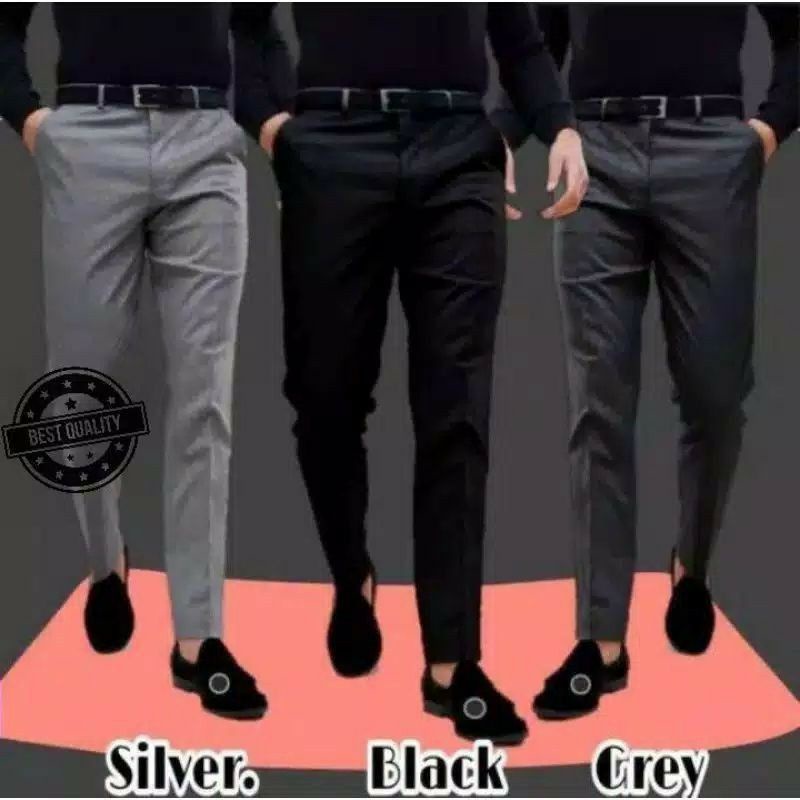 M&amp;J_collection Celana Kantor Formal Kerja Bahan Dasar Pria Slimfit