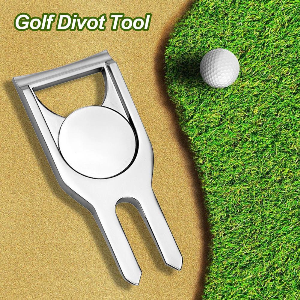 Lanfy Golf Hijau Garpu Metal Golf Pitchfork Repair Lawn Tool Ball Putting