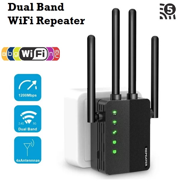 Dual Band WiFi Repeater WiFi 5 - 1200Mbps - WiFi Range Extender