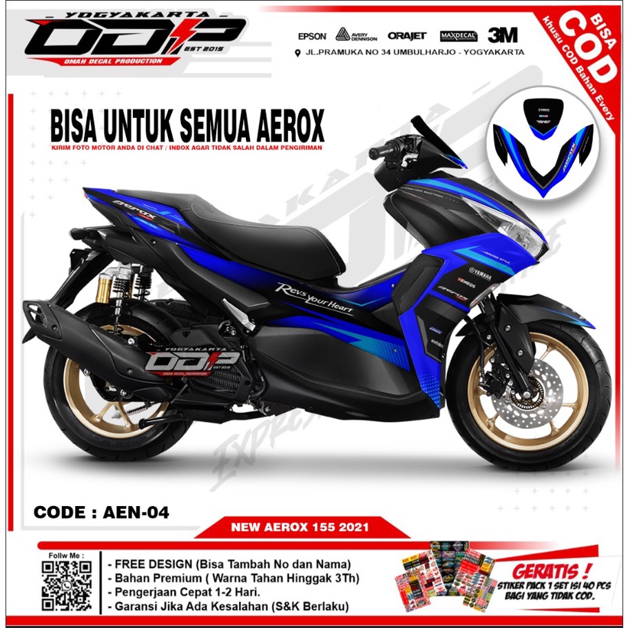 ⭐⭐⭐⭐⭐ decal YAMAHA AEROX NEW 2021 full body dekal sticker striping TERBARU stiker motor lama motif R
