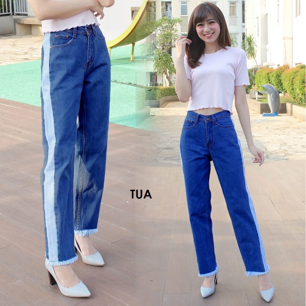 HOPYLOVY CELANA BOYFRIEND JEANS WANITA LISTYA Shopee 