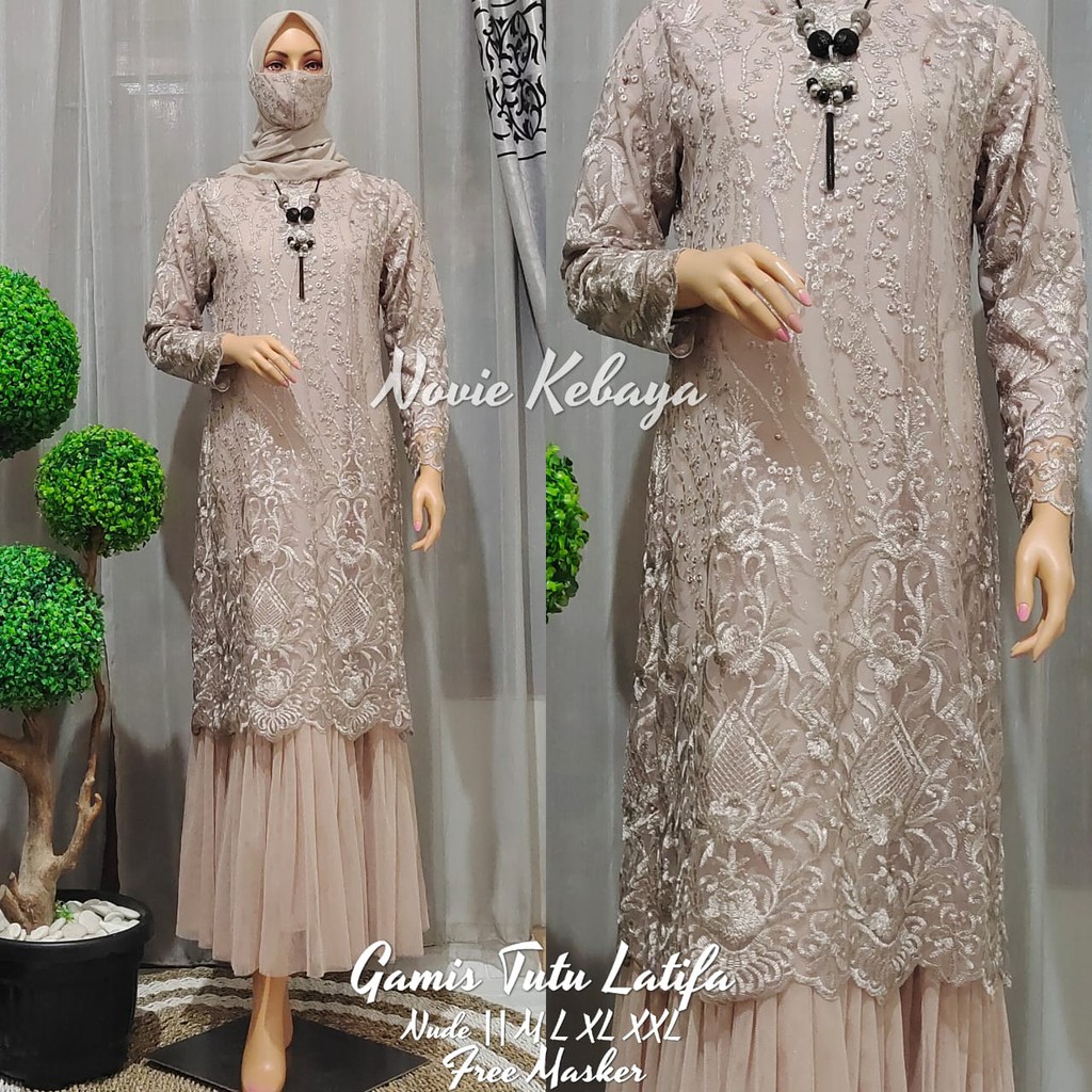 promo set tutu tunik tulle mutiara rania / set long dres tulle tutu rania