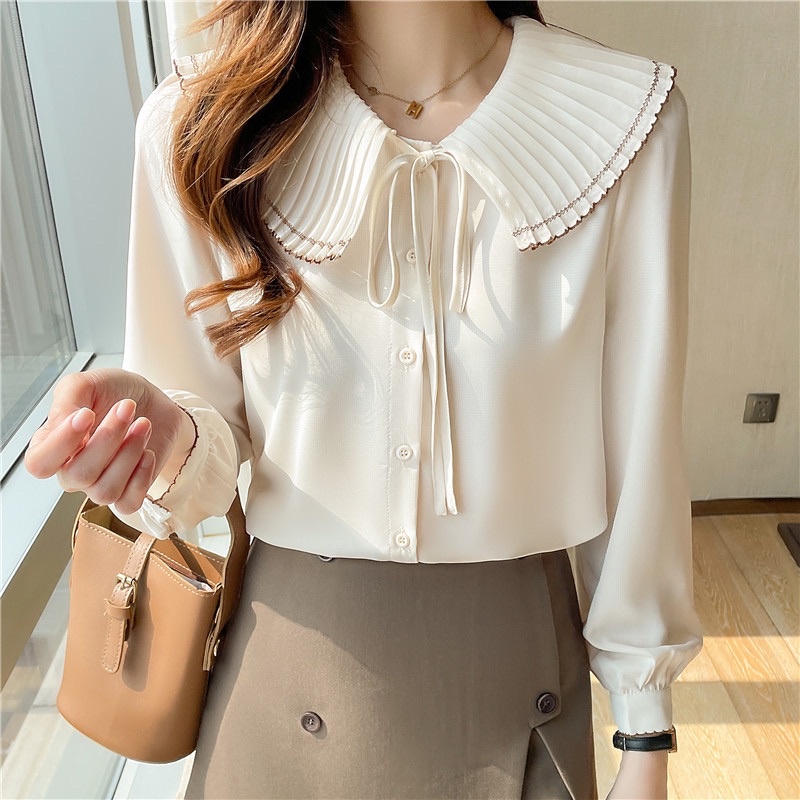 Formal Pleated Collar / Big Collar Korea Blouse Import Premium ( Kemeja Wanita Formal )