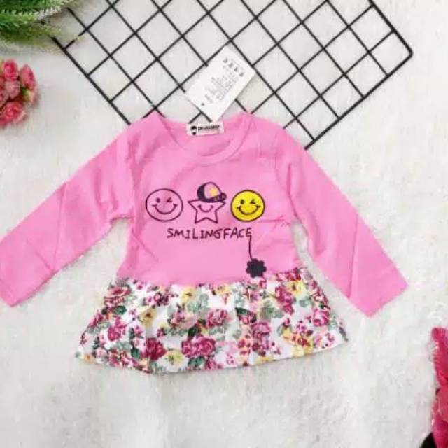 Dress Baby Import Lengan Panjang PremiumMotif Bunga
