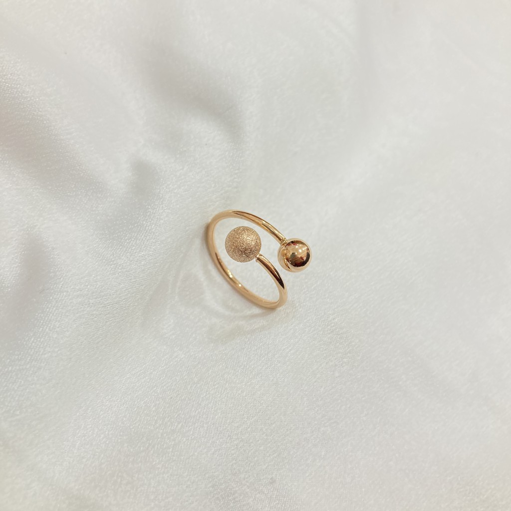 Cincin Titanium Pentol Bola Pasir / Cincin Wanita Korean Style Anti Karat Aksesoris Perhiasan