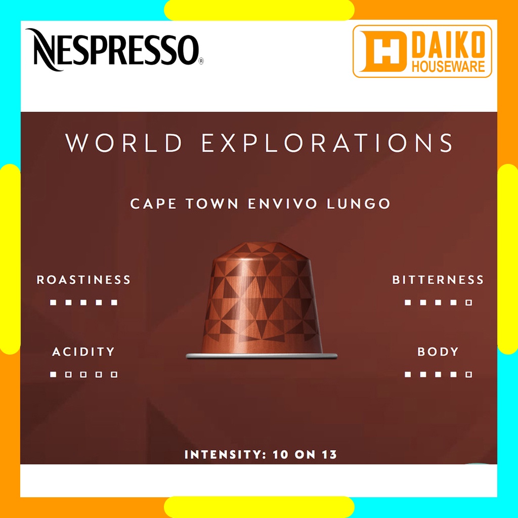 Capsule Nespresso Cape Town Envivo Lungo Original Nestle - Kopi Kapsul Pack World Explorations Coffee