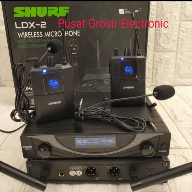 MICROPHONE SHURE LDX2 MIC WIRELESS LDX 2 2 MIC CLIP ON+HEADSET MULTI CHANNEL