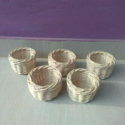 Keranjang rotan bulat parcel kado sovenir seserahan hiasan murah meriah 9x9x6 cm